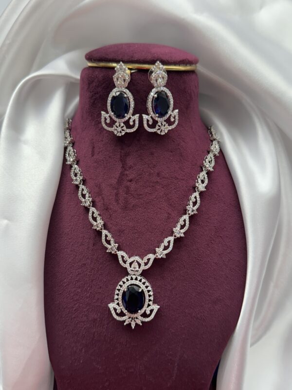Jaspreet Premium American Diamond Set - Dark Blue
