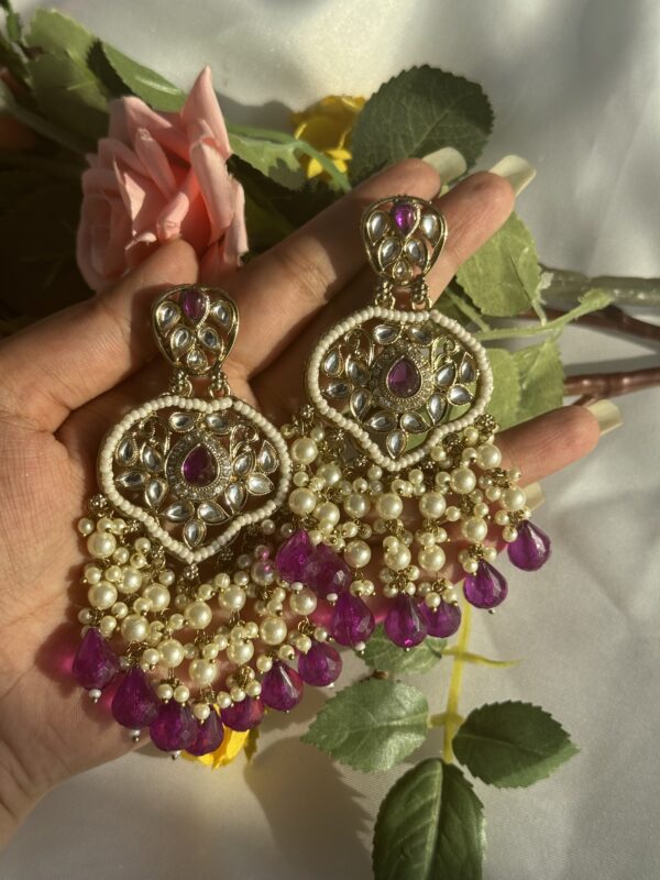 Yashi Kundan Earrings - Purple