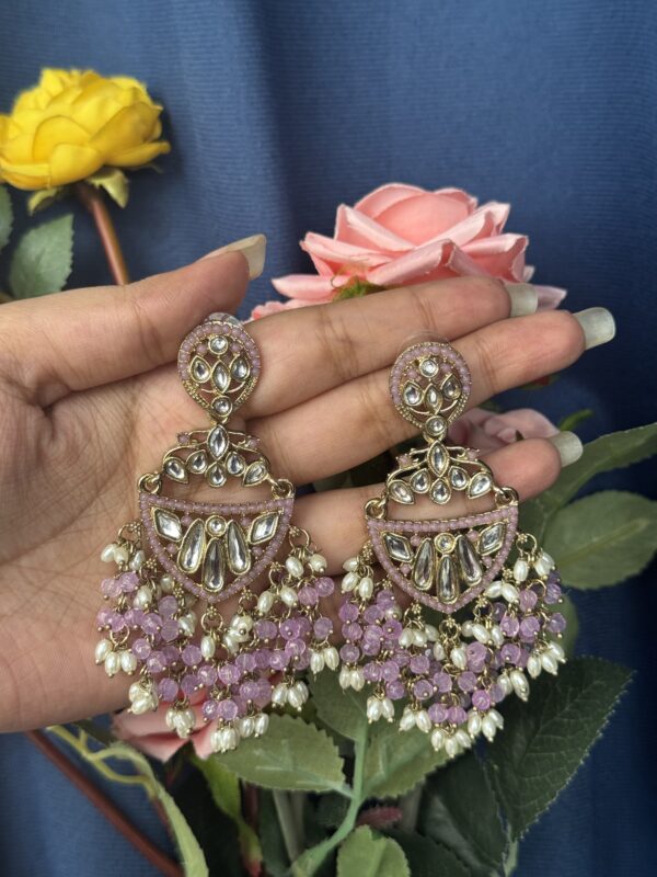 Niyati Kundan Earrings - Lavender