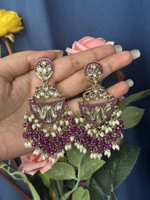 Niyati Kundan Earrings - Purple