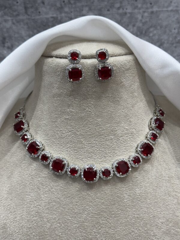 Lisa Premium American Diamond Set - Red