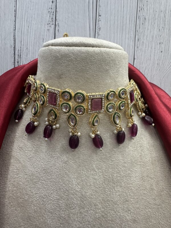 Veena Premium Kundan Set - Wine - Image 2
