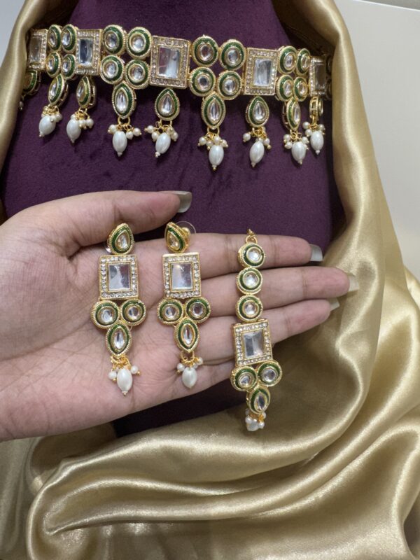 Veena Premium Kundan Set - White - Image 2