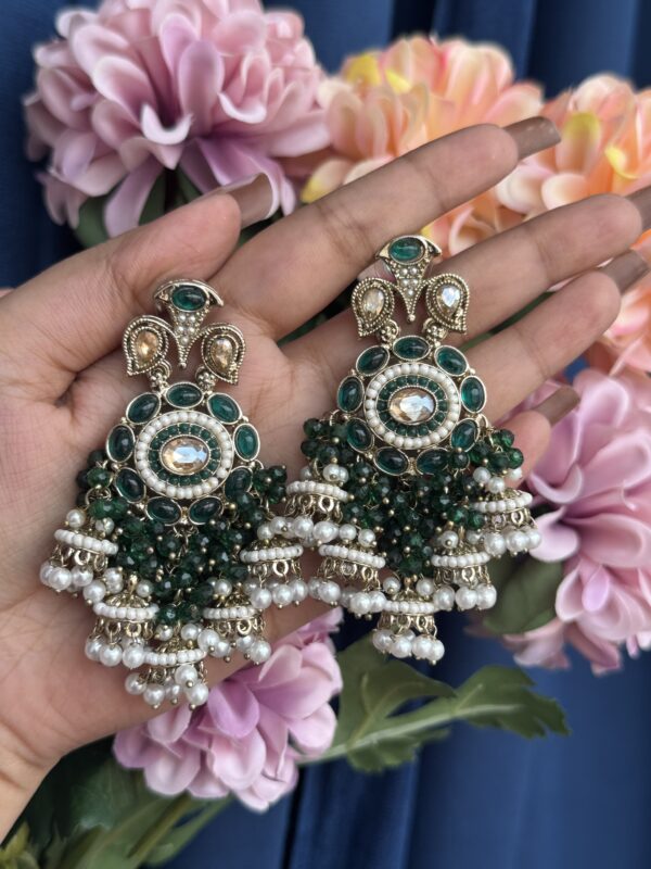 Purvi Premium Earrings - Dark Green