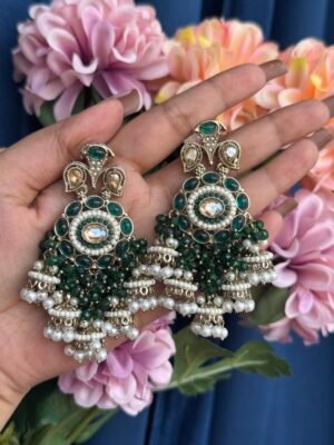 Purvi Premium Earrings – Dark Green