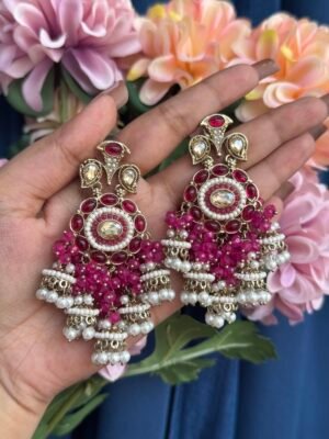 Purvi Premium Earrings – Dark Pink