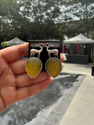 Premium Deer Brass Earrings – Yellow