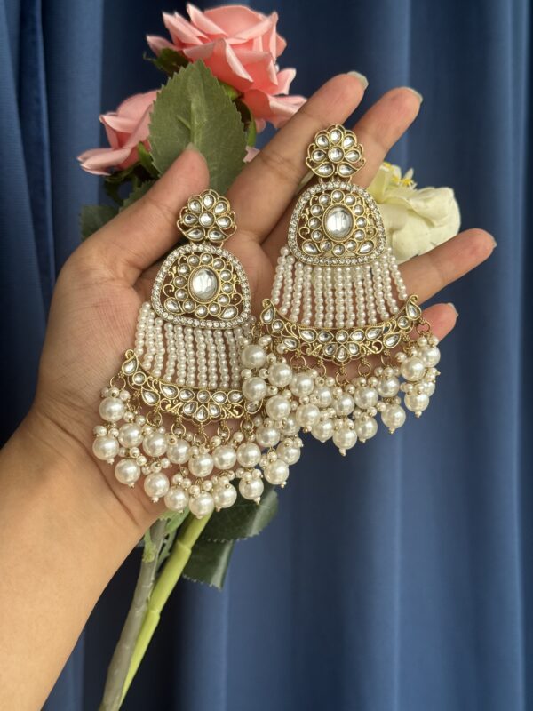 Natasha Kundan Earrings - White