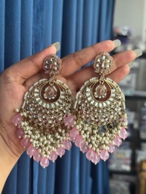Hema Premium Statement Earrings – Light Pink