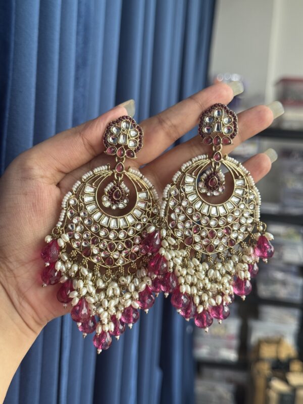 Hema Premium Statement Earrings - Wine