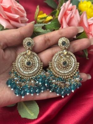 Arushi Kundan Earrings – Teal Green