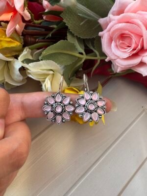 Daily Wear Flower Earrings – Light Pink