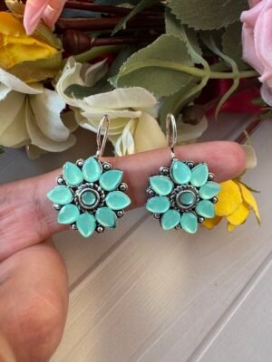 Daily Wear Flower Earrings – Mint Green