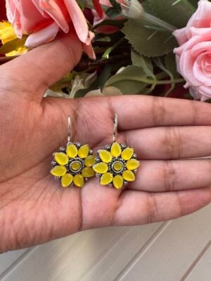 Daily Wear Flower Earrings – Yellow