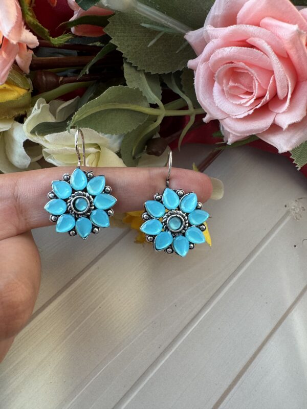 Daily Wear Flower Earrings - Light Blue
