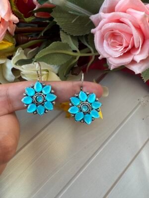 Daily Wear Flower Earrings – Light Blue