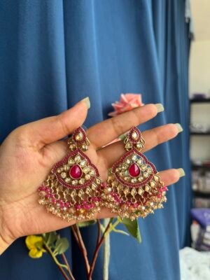 Usha Premium Earrings – Dark Pink