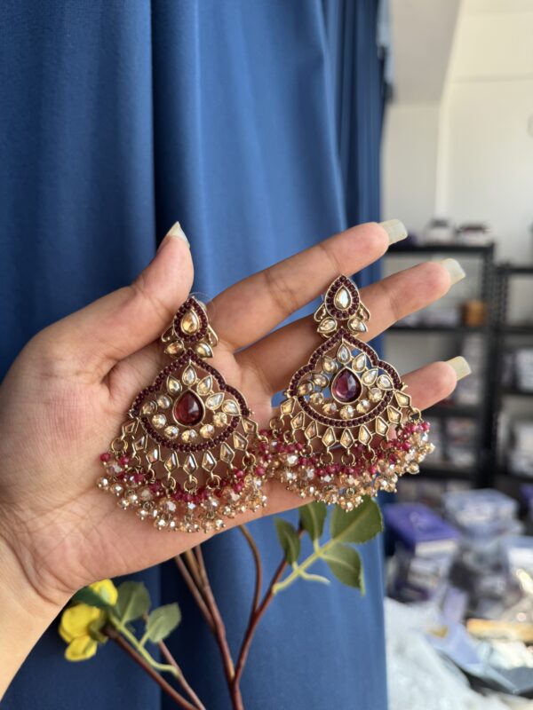 Usha Premium Earrings - Wine