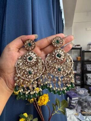 Nayantara Ethnic Earrings – Dark Green