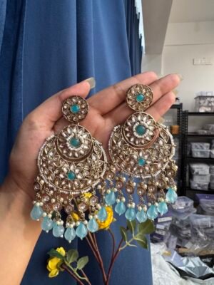 Nayantara Ethnic Earrings – Light Blue