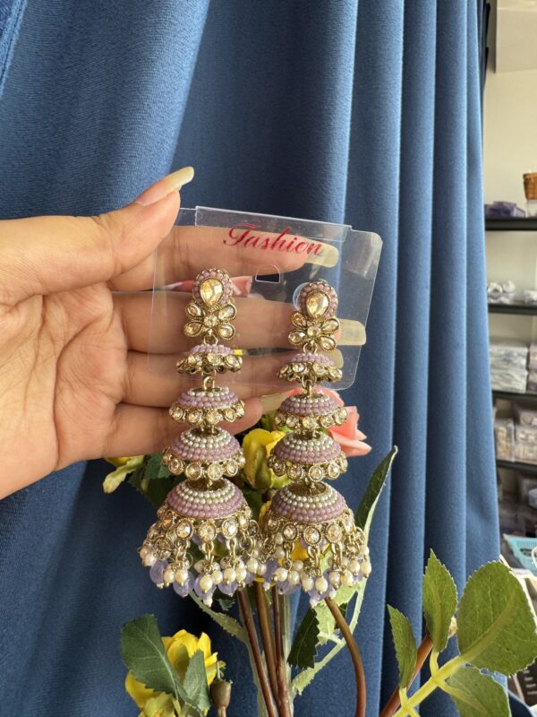 Ginny Layered Jhumka - Lavender