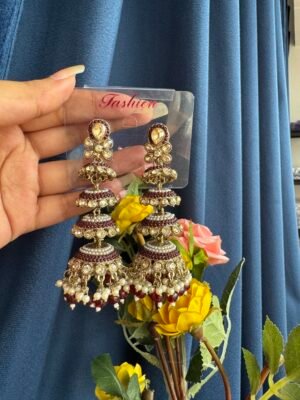 Ginny Layered Jhumka – Red