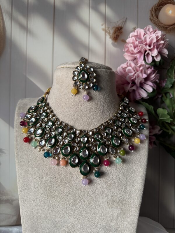 Mugdha Premium Kundan Necklace with Mangtika - Multi