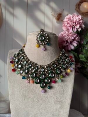 Mugdha Premium Kundan Necklace with Mangtika – Multi