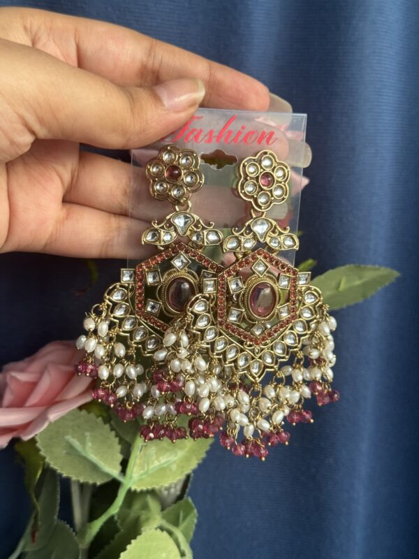 Bharti Kundan Earrings - Wine