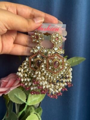Bharti Kundan Earrings – Wine