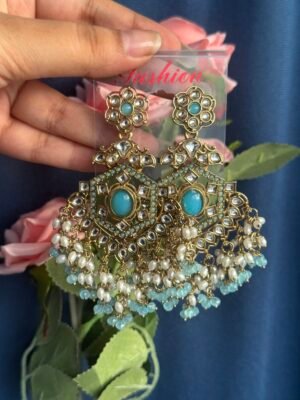 Bharti Kundan Earrings – Light Blue
