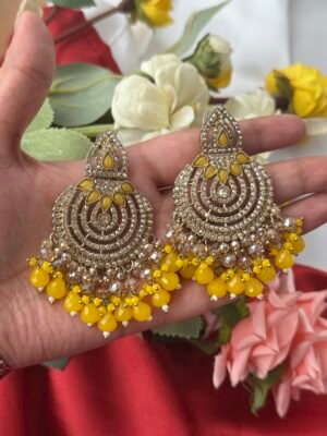 Fathima Kundan Earrings – Yellow