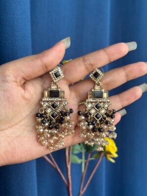 Dharni Kundan Earrings - Black