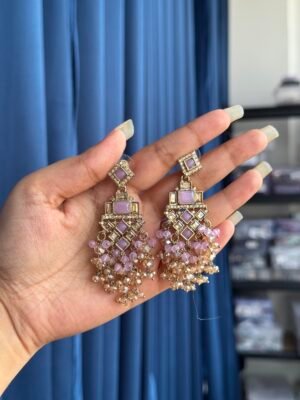 Dharni Kundan Earrings - Lavender