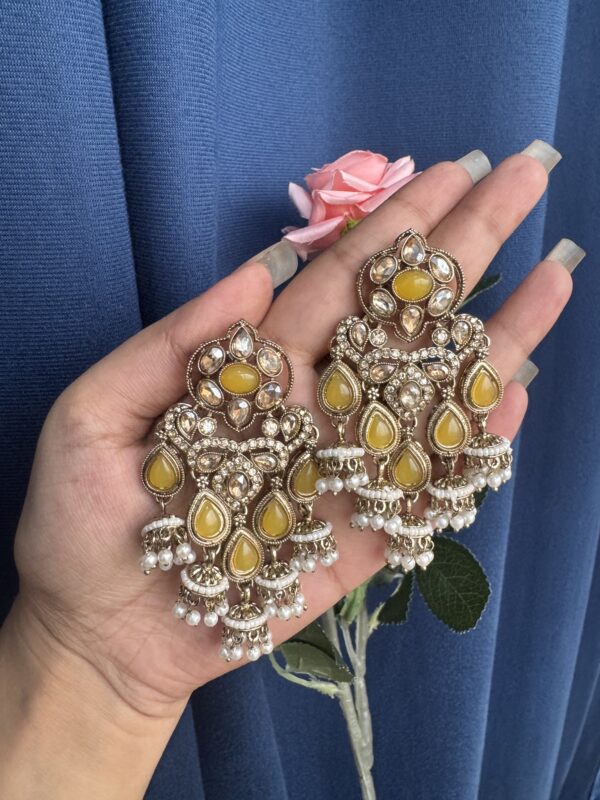 Kamli Kundan Earrings - Yellow
