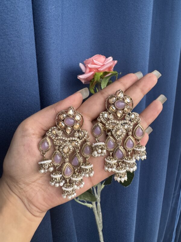 Kamli Kundan Earrings - Lavender