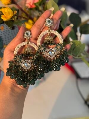 Sameeksha Ethnic Earrings – Dark Green