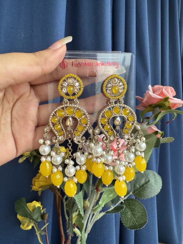 Apoorva Unique Lightweight Kundan Earrings - Yellow