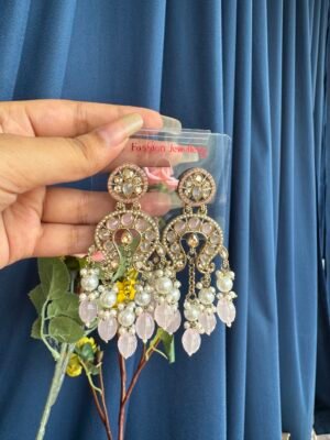 Apoorva Unique Lightweight Kundan Earrings – Light Pink