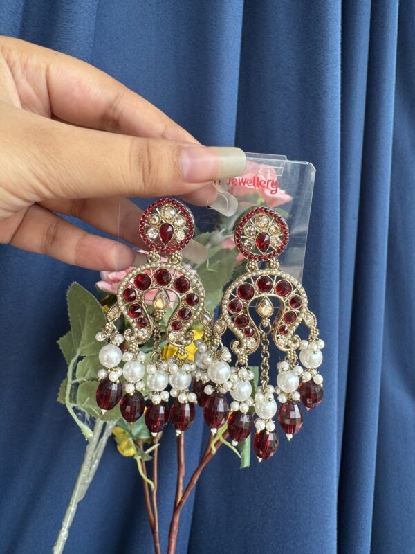 Apoorva Unique Lightweight Kundan Earrings - Red
