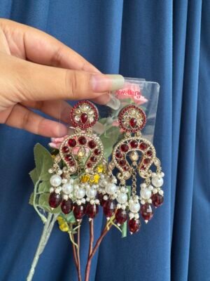 Apoorva Unique Lightweight Kundan Earrings – Red