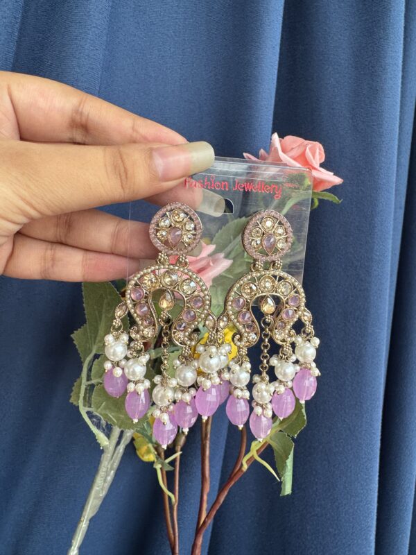 Apoorva Unique Lightweight Kundan Earrings - Lavender