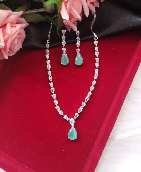 Deepika Padukone Inspired American Diamond Set - Mint Green