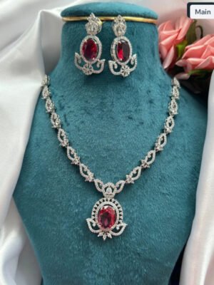 Jaspreet Premium American Diamond Set – Red