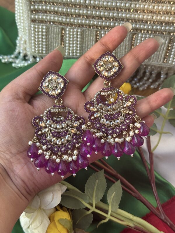 Chitranshi Kundan Earrings - Purple