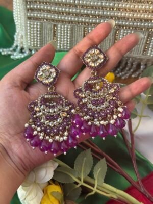 Chitranshi Kundan Earrings – Purple