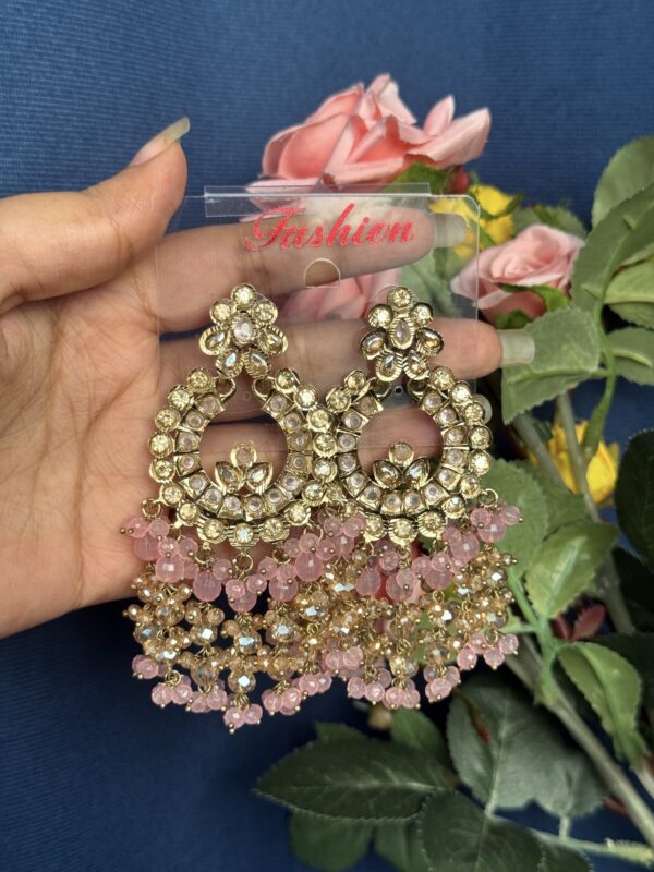 Neetu Kundan Earrings - Light Pink