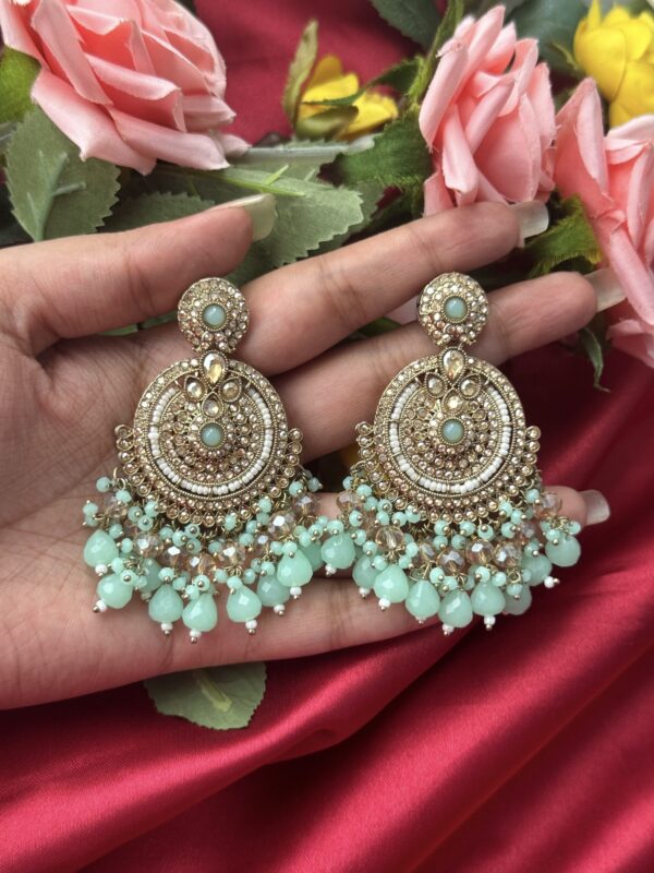 Arushi Kundan Earrings - Mint Green