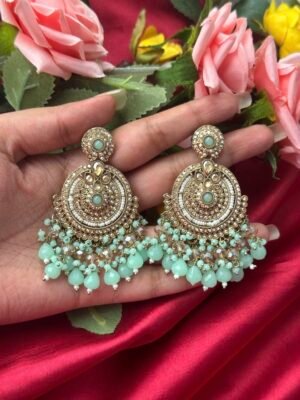 Arushi Kundan Earrings – Mint Green