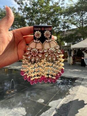 Farha Kundan Earrings – Wine